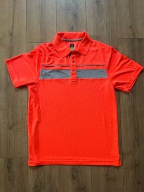 PGA Tour Pro Series Neon Red/Orange Golf Polo with Gray Trim